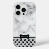 大理石フェイク&犬テーマ – 独自のアクセントカラーを選択 Case-Mate iPhoneケース (裏面)