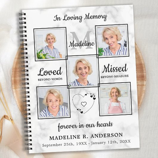 大理石フォトコラージュバジェット葬儀GuestBook ノートブック