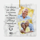 大理石フォト悔やみや弔慰記念キープサケ セラミックオーナメント (裏面)