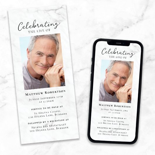 大理石フォト葬儀デジタル招待状 招待状