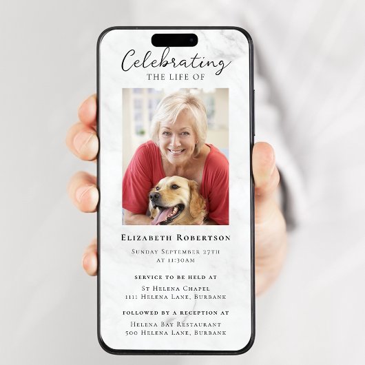 大理石フォト葬儀デジタル招待状 招待状