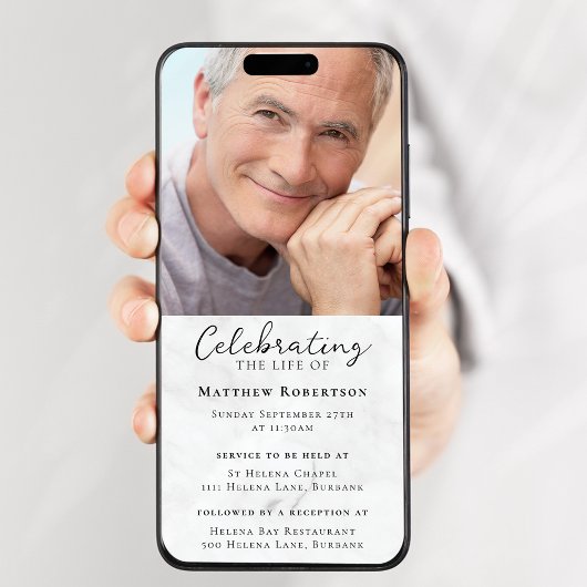 大理石フォト葬儀デジタル招待状 招待状