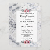 大理石フローラ結婚式招待状 招待状 (正面/裏面)