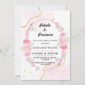 大理石フローラ花びらとプロセッコブライダルシャワー 招待状 (正面)