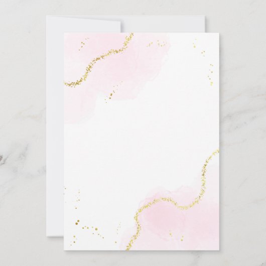 大理石フローラ花びらとプロセッコブライダルシャワー 招待状 (裏面)