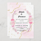 大理石フローラ花びらとプロセッコブライダルシャワー 招待状 (正面/裏面)