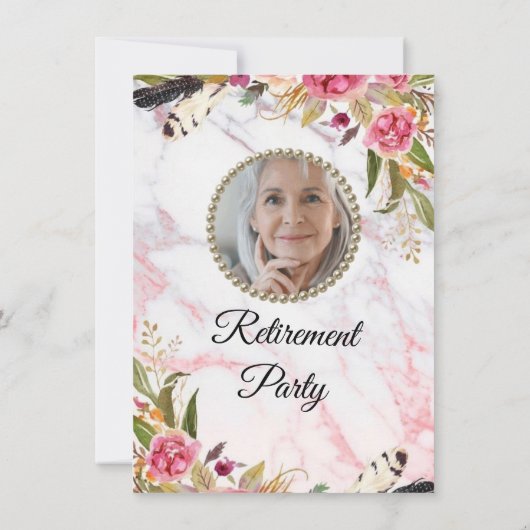 大理石フローラ退職パーティの招待状 招待状 (裏面)