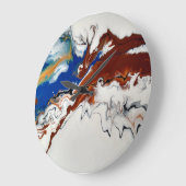 大理石ブラウンブルー流体抽象芸術アートウォールクロック ラージ壁時計 (傾斜)