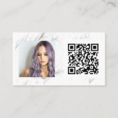 大理石ブラシヘアメイクアップフォトロゴqrコード 名刺 (裏面)