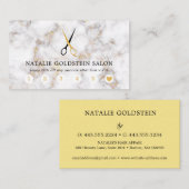 大理石ブラックと金ゴールドはさみサロンロイヤリティカード 名刺 (正面/裏面)