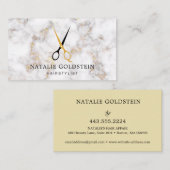 大理石ブラックと金ゴールドはさみヘアスタイリスト 名刺 (正面/裏面)