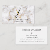 大理石ブラックと金ゴールドはさみヘアスタイリスト 名刺 (正面/裏面)