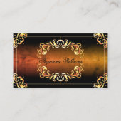 大理石ブラックと金ゴールドデコールと写真とQRコード 名刺 (正面)