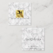 大理石ブラックと金ゴールドモノグラム スクエア名刺 (正面/裏面)