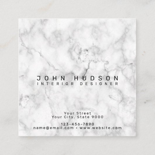 大理石ブラックと金ゴールドモノグラム スクエア名刺 (裏面)