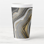 大理石ブラックと金ゴールド パーソナライズされた カフェラテマグ (正面)