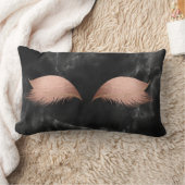 大理石ブラックグレーバラ金ゴールドグラムメイクアップまつげ ランバークッション (ブランケット)