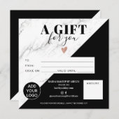 大理石ブラックブロックスクエアギフト証明書のロゴ (正面/裏面)