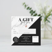 大理石ブラックブロックスクエアギフト証明書のロゴ (スタンド正面)