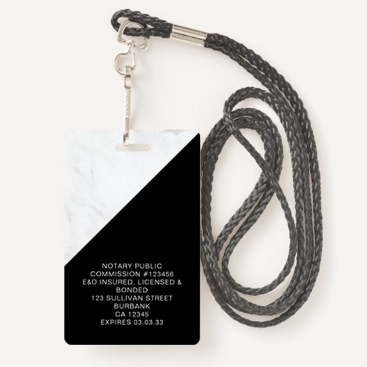 大理石ブラックロゴフォトモバイル公証人 バッジ (裏面ランヤード)