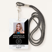 大理石ブラックロゴフォトモバイル公証人 バッジ (正面ランヤード)