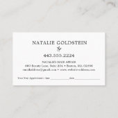 大理石ブラック金ゴールドはさみヘアスタイリストアポイントメント 名刺 (裏面)