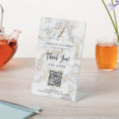 大理石ブラック金ゴールドシザーQRコードここに支払 台座サイン (インサイチュ)