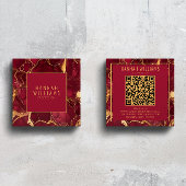 大理石ブルゴーニュ金ゴールドアゲートQRコードはっきりしたトレンディー スクエア名刺