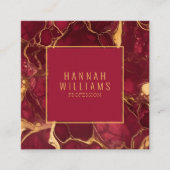 大理石ブルゴーニュ金ゴールドアゲートQRコードはっきりしたトレンディー スクエア名刺 (正面)