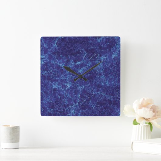 大理石ブルーウォールクロック スクエア壁時計 (ホーム)