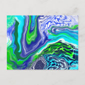 大理石ブルーグリーン注絵を描ぐ.ウェディング日付を保存 ポストカード (裏面)