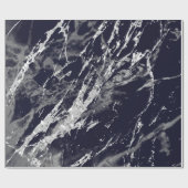 大理石ブルーネイビーシルバーグレーストロークストーンビップ ラッピングペーパー (フラット)