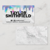 大理石ブルーホログラフィックドリップトレンディー名刺 名刺 (正面/裏面)