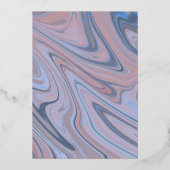 大理石ブルー押された日付を保存金ゴールド 箔招待状 (裏面)