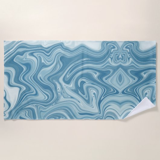 大理石ブルー ビーチタオル (正面)