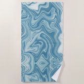大理石ブルー ビーチタオル (正面)