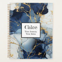 大理石ブルー&金ゴールドあなたの旅、あなたのルール