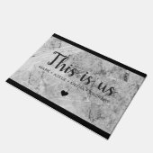 大理石プリントこちらアメリカハート ドアマット (アングル)