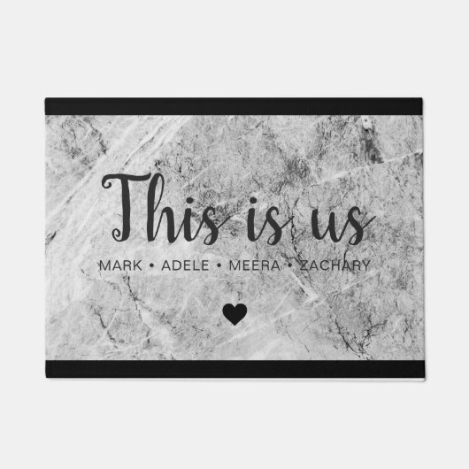 大理石プリント This Is Us ハート ドアマット (正面)
