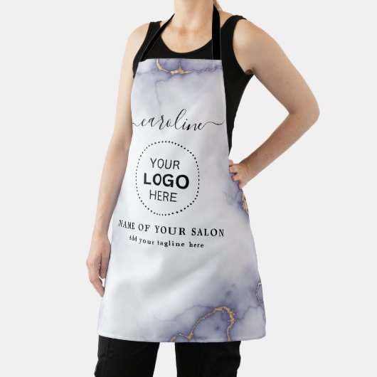 大理石ヘアサロンエプロンにゴールドのラメ加工 エプロン (インサイチュ)