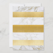 大理石ベビーシャワー招待状ストライプホワイト金ゴールドパーティー 招待状 (裏面)