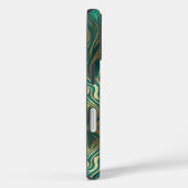 大理石ベージュエレガントターコイズブルーティール(緑がかった色)モノグラム Case-Mate iPhoneケース (裏面 / 右)