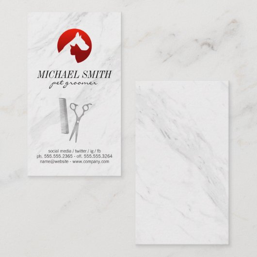 大理石ペットグルーミングドッグアイコン名刺 名刺 (正面/裏面)