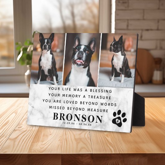 大理石ペットロスメモリアル名言＆写真コラージュ フォトプラーク