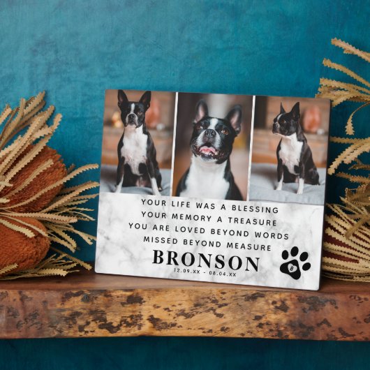 大理石ペットロスメモリアル名言＆写真コラージュ フォトプラーク (側面)
