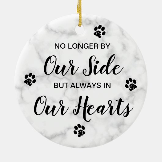 大理石ペットロス引用文ドッグフォトペットメモリアル セラミックオーナメント (裏面)