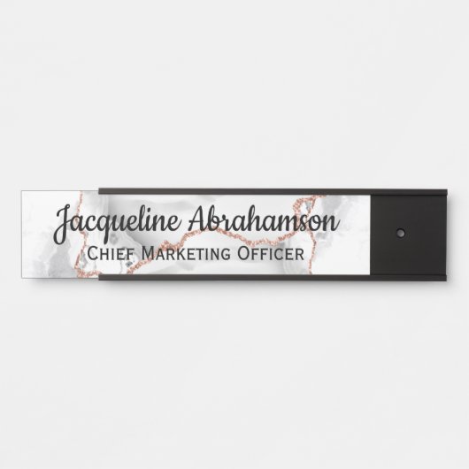 大理石ホワイトおよびバラ金ゴールドオフィスドアサイン サインプレート (正面)