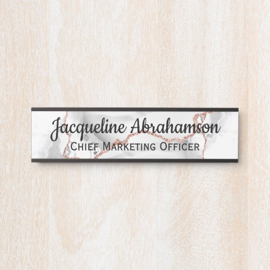 大理石ホワイトおよびバラ金ゴールドオフィスドアサイン サインプレート (正面)