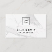 大理石ホワイトミニマエレガントリストQrコードロゴ 名刺 (正面)