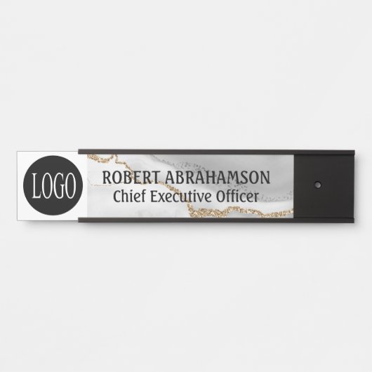 大理石ホワイト金ゴールドロゴオフィスのドアシンボルや象徴の署名 サインプレート (正面)